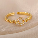 Anel Ajustável Circular Cravejado com Zircônia