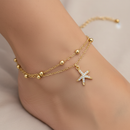 Tornozeleira Dupla com Bolinhas e Estrela do Mar Zircônias