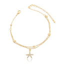 Tornozeleira Dupla com Bolinhas e Estrela do Mar Zircônias